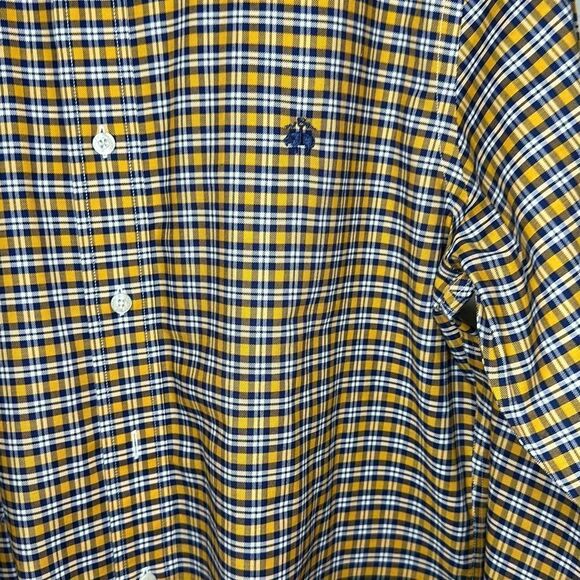 Brooks Brothers Original Polo Shirt Non Iron Supima Cotton size L Blue Yellow - Picture 2 of 10